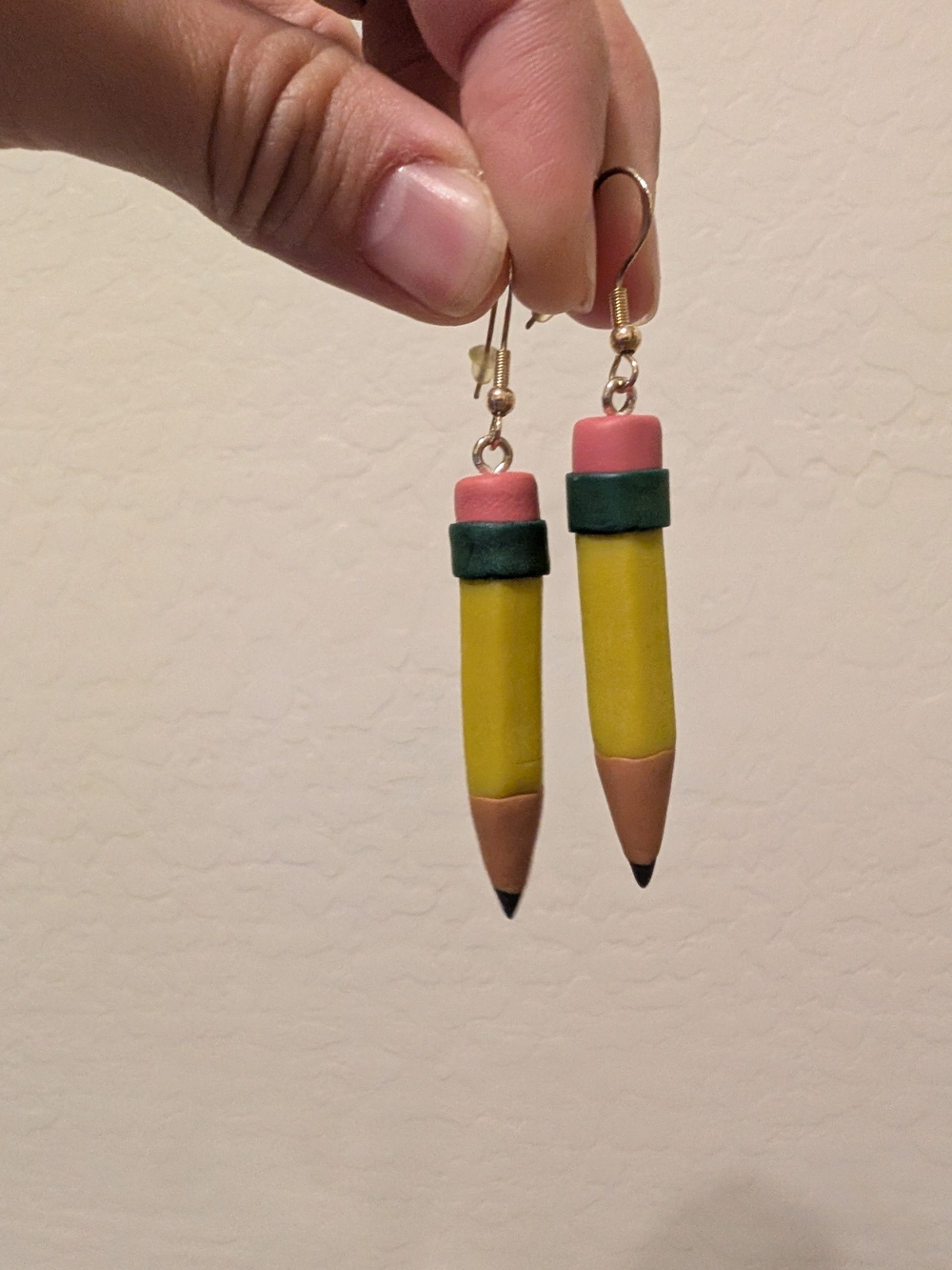 Playful Yellow Pencil Dangle Earrings with Pink Eraser - NWOT